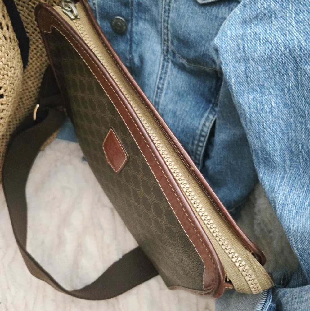 Authentic CELINE Macadam Vintage‎ Upcycled Clutch Crossbody Wallet WOC Shoulder - Picture 9 of 16